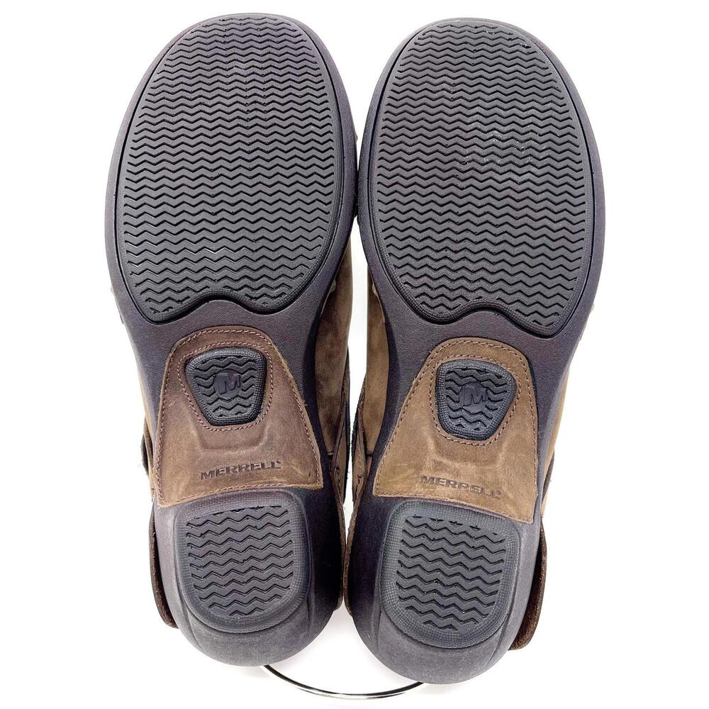 Merrell Luxe Wrap SlipOn Clogs Nubuck Leather Chocolate Brown Studded Shoes 10 - Picture 3 of 3